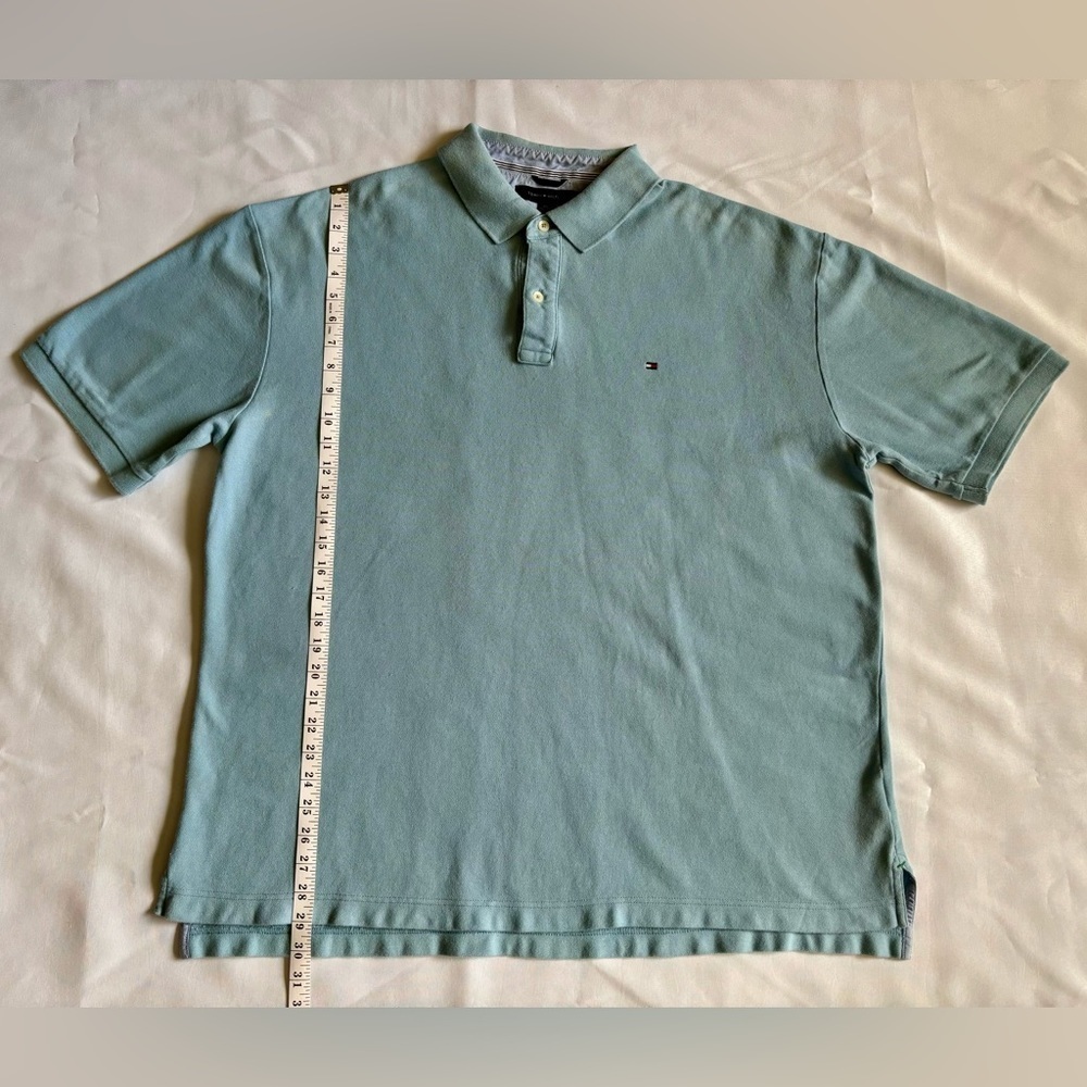 Tommy Hilfiger Shirt Men's XXL Blue Short Sleeve Polo Collared - Picture 4 of 6